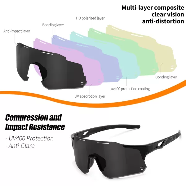 FEISEDY Cycling Glasses Sports Sunglasses for Men Women Youth Kids Baseball Softball Running Sunglasses B0223Black Frame Grey Lens