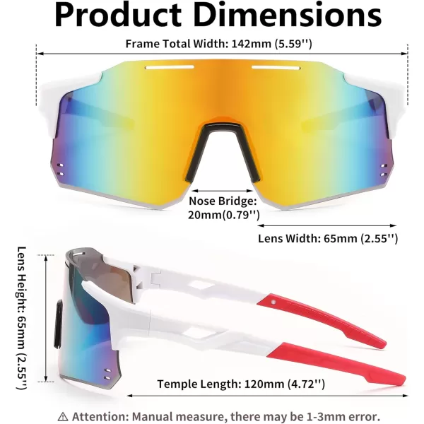 FEISEDY Cycling Glasses Sports Sunglasses for Men Women Youth Kids Baseball Softball Running Sunglasses B0223White Frame Red Mirrored Lens