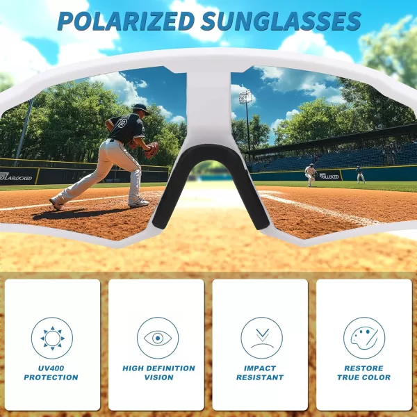 FEISEDY Polarized Cycling Glasses Sports Sunglasses UV400 Protection Baseball Running Glasses for Men Women Youth B0180White Frame Green Mirrored Lens