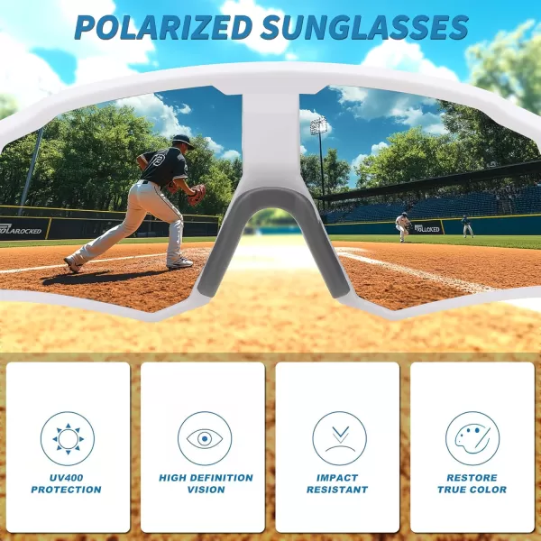 FEISEDY Polarized Cycling Glasses Sports Sunglasses UV400 Protection Baseball Running Glasses for Men Women Youth B0180White Frame Pink Mirrored Lens