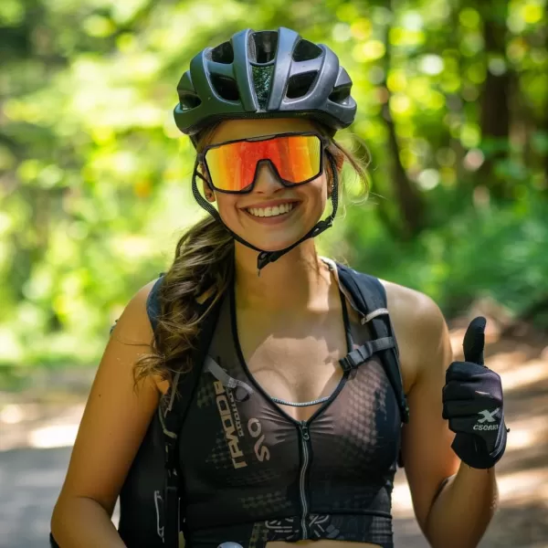 FEISEDY Sports Cycling Sunglasses for Men Women UV400 Protection Baseball Running Fishing Biking B0168Black Frame Red Mirrored Lens