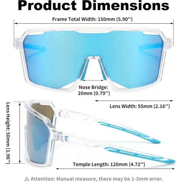 FEISEDY Sports Cycling Sunglasses for Men Women UV400 Protection Baseball Running Fishing Biking B0168Clear Frame Blue Mirrored Lens