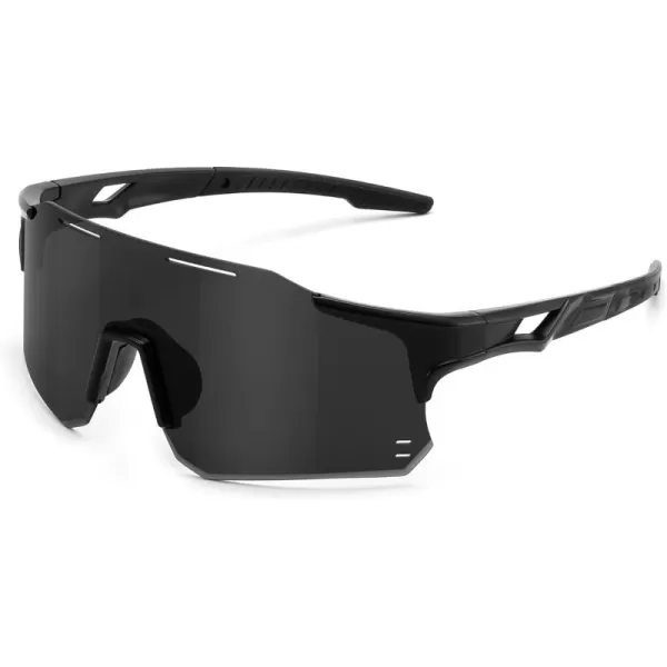 FEISEDY Cycling Glasses Sports Sunglasses for Men Women Youth Kids Baseball Softball Running Sunglasses B0223Black Frame Grey Lens