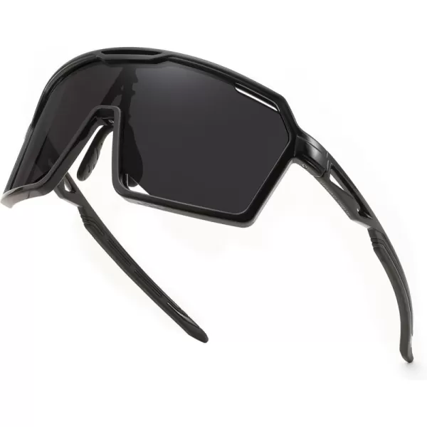 FEISEDY Sports Cycling Sunglasses for Men Women UV400 Protection Baseball Running Fishing Biking B0168Black Frame Grey Lens