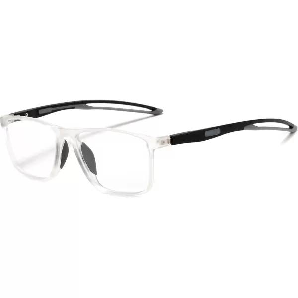 FEISEDY Blue Light Glasses for Women Men TR90 Sports UltraLight Glasses Anti Glare UV Protection B0109Sand Transparent Frame  Grey Legs