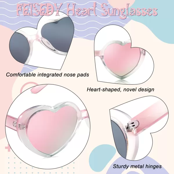 FEISEDY Heart Shaped Polarized Sunglasses Kids for Toddler Girls Age 310 Shaped Cute Fashion Sunnies B0077Pink Green