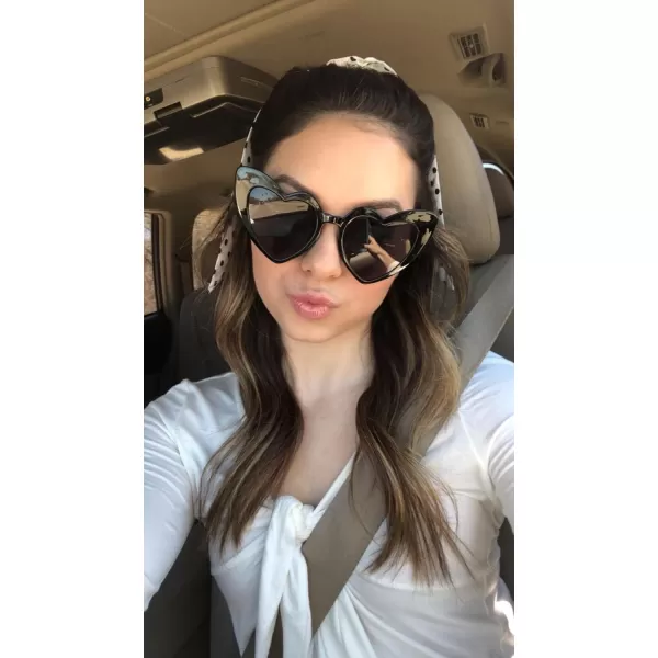 FEISEDY Heart Sunglasses for Women Pink Heart Sunglasses Red Heart Sunglasses Fashion Heart Shaped Glasses B2421PBlackGray Lenses