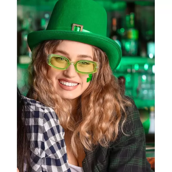 FEISEDY Retro Rectangle Sunglasses Women Men Vintage 90s Small Glasses Thick Narrow Fashion Y2K Plastic Glasses B2462Green