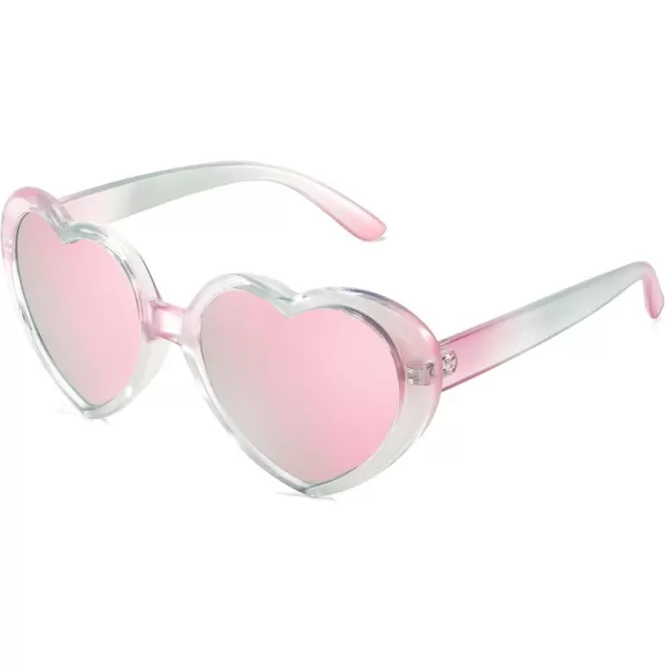 FEISEDY Heart Shaped Polarized Sunglasses Kids for Toddler Girls Age 310 Shaped Cute Fashion Sunnies B0077Pink Green