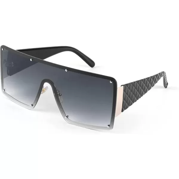 FEISEDY Oversized Square Sunglasses for Women Men Flat Top Shield Sunglasses One Piece Frameless Shades B2767Gradient Grey