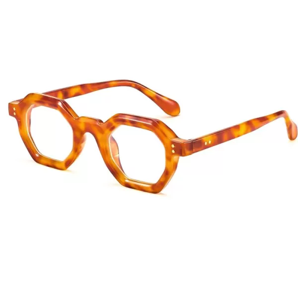 FEISEDY Retro Octagon Blue Light Glasses for Women Men Vintage Polygon Anti Glare Eyeglasses B0102Leopard