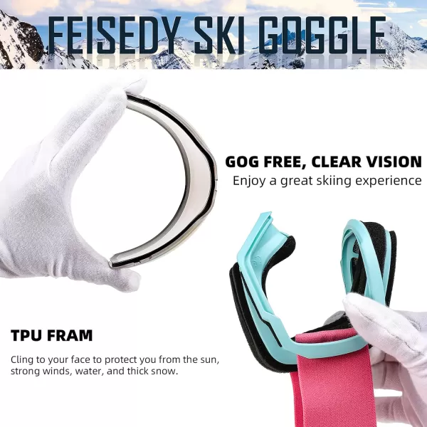 FEISEDY Goggles OTG  Over Glasses MotorcycleSkiSnowmobile Goggles for Men Women ampamp Youth  100 UV Protection B2960Revogreen Vlt 43