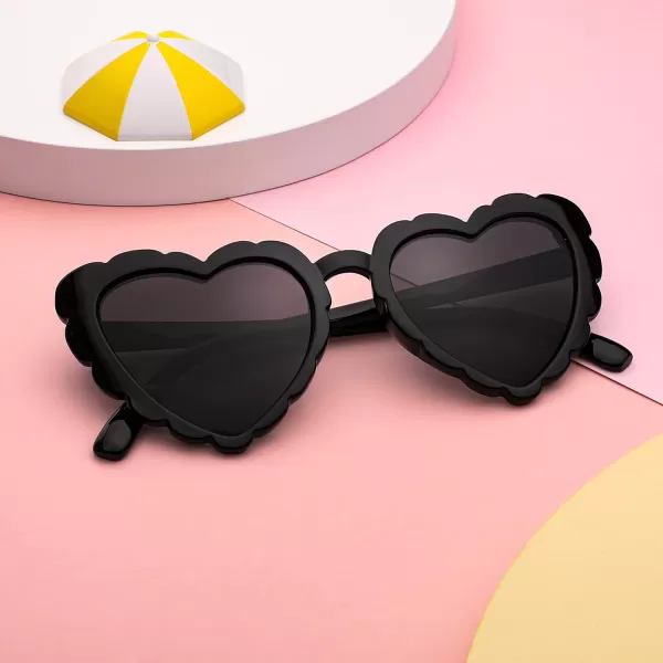 FEISEDY Love Heart Shaped Sunglasses for Women Trendy Retro Cat Eye Mod Style Stylish Glasses B2336001 Black Grey Lens