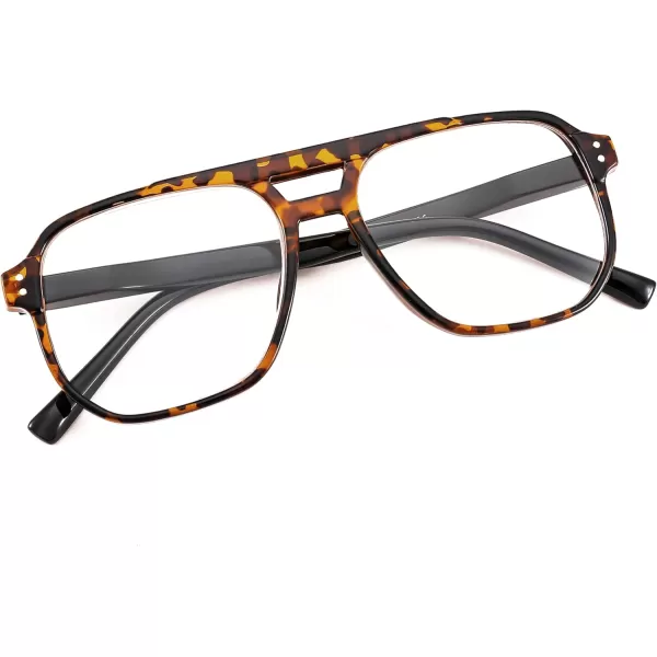 FEISEDY Retro Aviator Reading Glasses Women Men Blue Light Blocking Reader Plastic Lightweight Frame B0071Leopard Frame