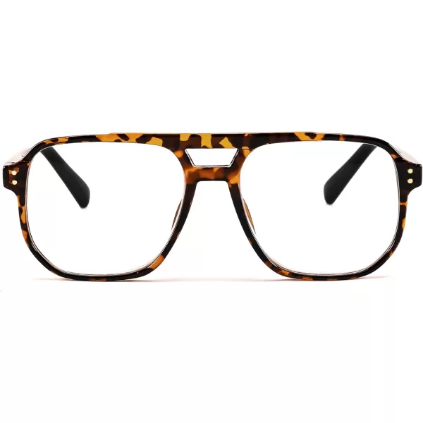FEISEDY Retro Aviator Reading Glasses Women Men Blue Light Blocking Reader Plastic Lightweight Frame B0071Leopard Frame