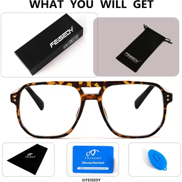 FEISEDY Retro Aviator Reading Glasses Women Men Blue Light Blocking Reader Plastic Lightweight Frame B0071Leopard Frame