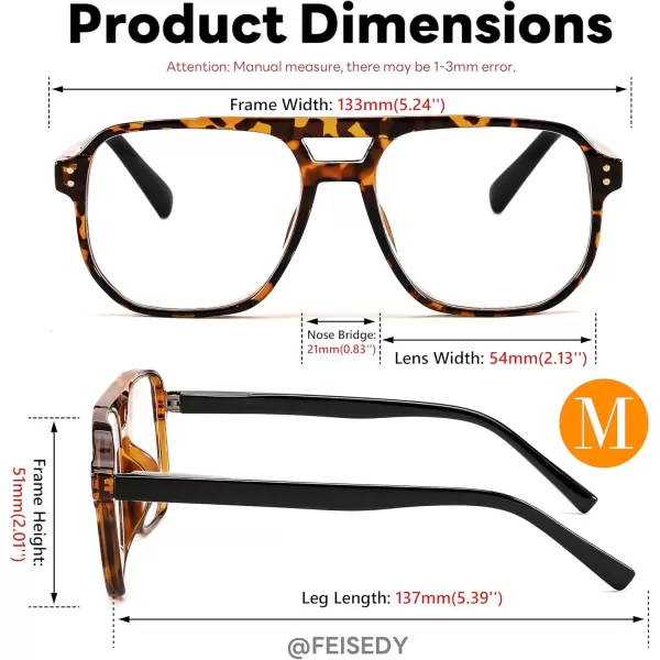 FEISEDY Retro Aviator Reading Glasses Women Men Blue Light Blocking Reader Plastic Lightweight Frame B0071Leopard Frame