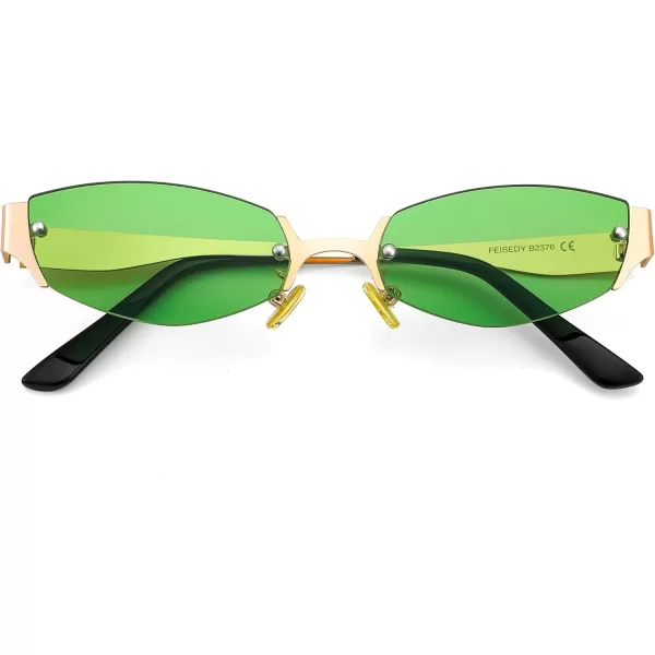 FEISEDY Retro Oval Sunglasses Women Men Y2K Fashion Designer Cosplay Glasses Party Accessories B2376Green