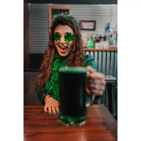 FEISEDY St Patricks Day Irish Shamrock Sunglasses Lucky Green Leprechaun Costume Eyeglasses for Women Men B2369Clover