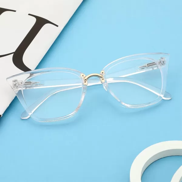 FEISEDY Women Oversized Cat Eye Reading Glasses Fashion Frame Readers B4072Clear