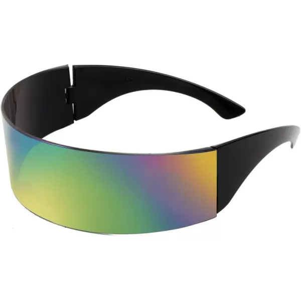 FEISEDY 80s Futuristic Cyclops Cyber Visor Sunglasses Men Women Punk Style Cosplay B2740Colourful