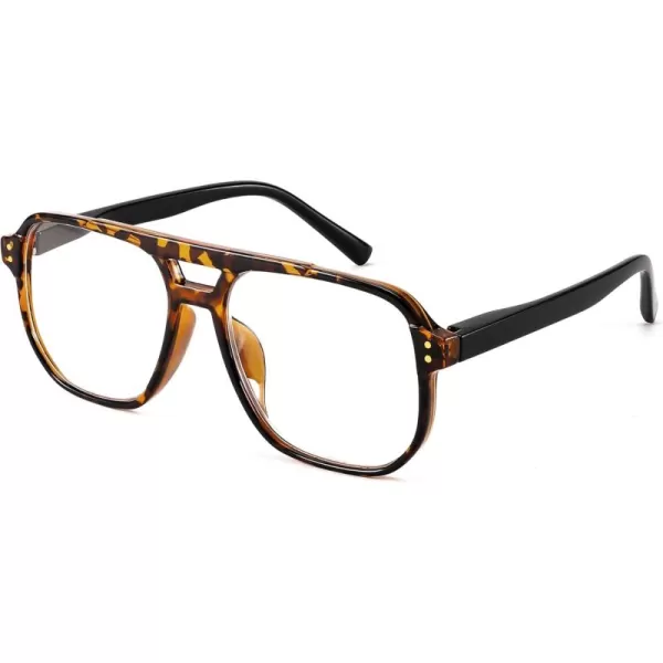 FEISEDY Retro Aviator Reading Glasses Women Men Blue Light Blocking Reader Plastic Lightweight Frame B0071Leopard Frame