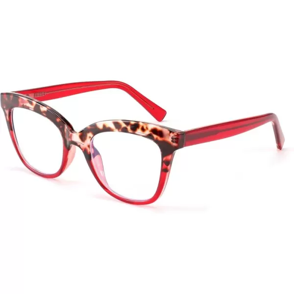 FEISEDY Retro Square Reading Glasses Anti Glare Digital Blue Light Blocking Eyestrain for Women Reader B0058Red Leopard