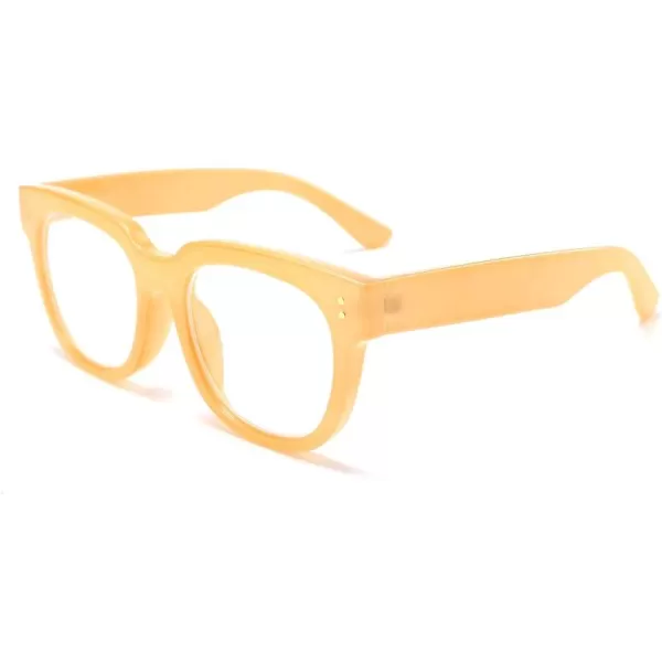 FEISEDY Retro Square Thick Big Frame Blue Light Blocking Reading Glasses Anti Glare Digital Eyestrain Reader B2523Light Yellow