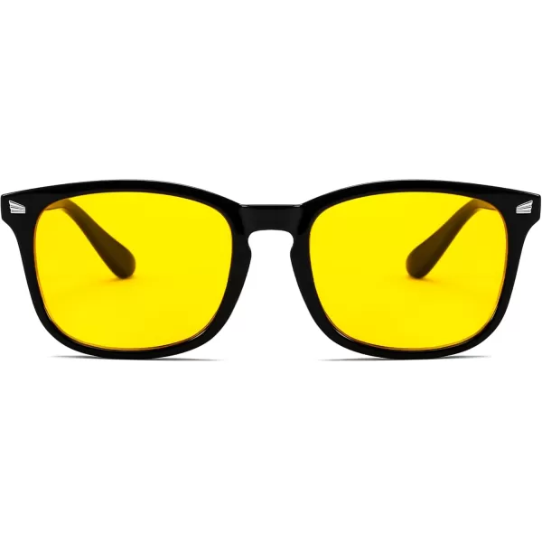 FEISEDY Night Vision Driving Glasses Yellow Lens Reduce Glare Safety Driving Sunglasses B0089Black Frame