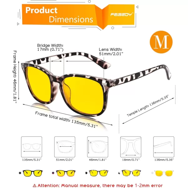 FEISEDY Night Vision Driving Glasses Yellow Lens Reduce Glare Safety Driving Sunglasses B0089Leopard Frame