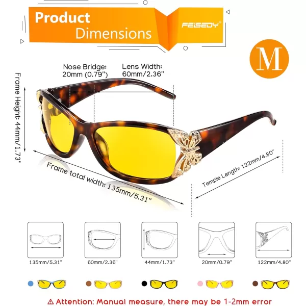 FEISEDY Polarized Night Vision Glasses for Women Yellow Lens Anti Glare Safety Driving UV Protection B0103Leopard