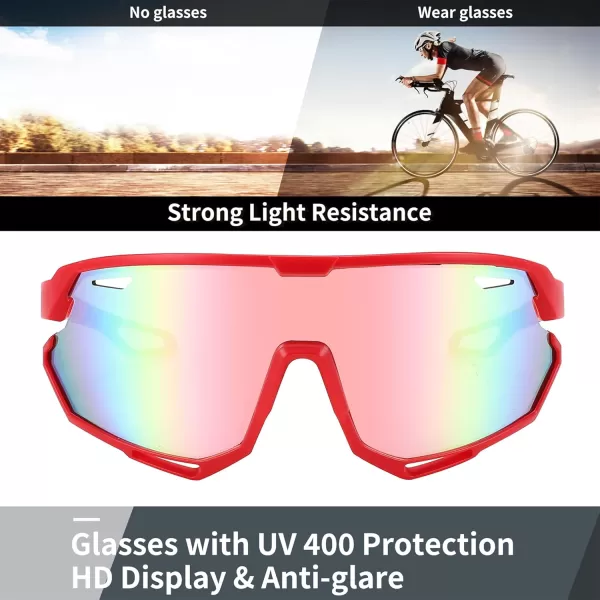 FEISEDY Sport Sunglasses for Men Women Cycling Glasses with UV Protection for Baseball Ski Runing Golf B0082Red FramePink Mirror