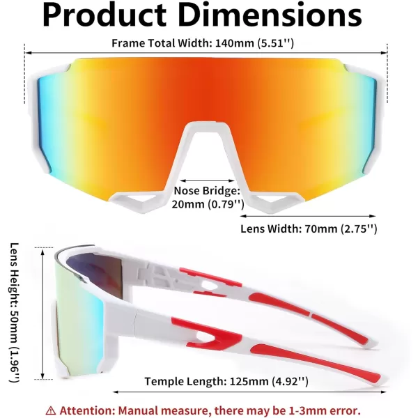 FEISEDY Sports Sunglasses for Men Women Cycling Running Fishing Shades Sun Glasses B0130White Frame Red Mirrored Lens