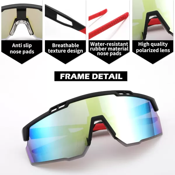 FEISEDY Sports Sunglasses for Men and Women UV400 Protection Cycling Goggles Golf Baseball Driving Fishing B0022Black Frame Gold Mirrored Lens