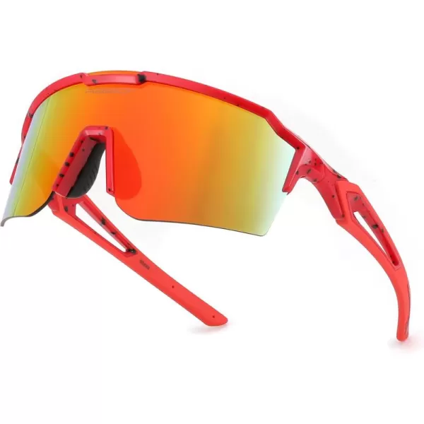 FEISEDY Sports Sunglasses for Men Women Baseball Cycling Running Driving Glasses UV400 B0088Red Frame Red Mirror Lens
