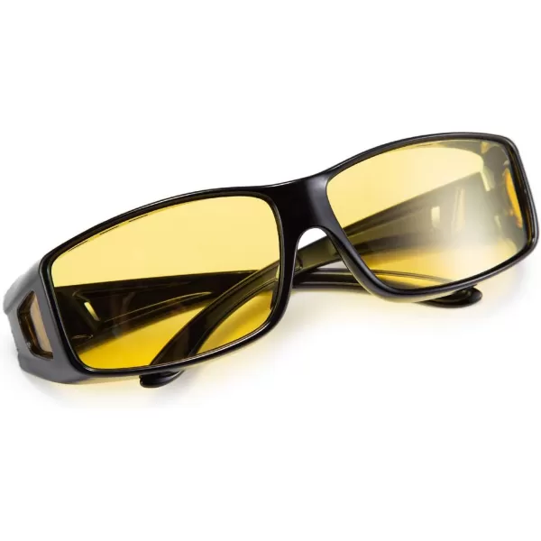 FEISEDY Men Women Night Driving Glasses Fit over Glasses AntiGlare Polarized Wrap Yellow Sunglasses Over Glasses B2593