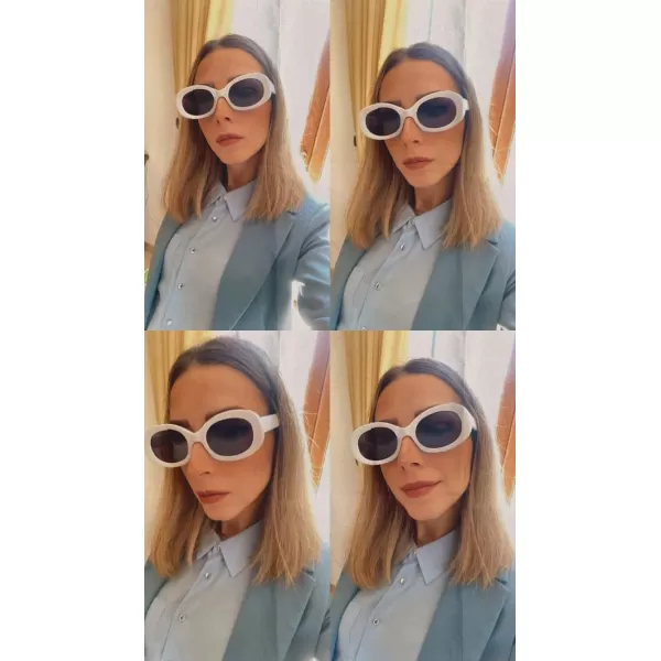 FEISEDY Retro Oval Clout Sunglasses Small Vintage 90s Style Chunky Round Sun Glasses B2312