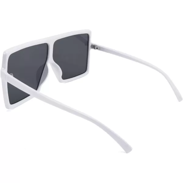 FEISEDY Women Square Oversized Sunglasses Flat Top Fashion Big Stylish Large Frame UV400 B253906 White