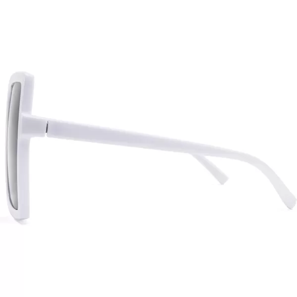 FEISEDY Women Square Oversized Sunglasses Flat Top Fashion Big Stylish Large Frame UV400 B253906 White