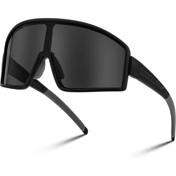 FEISEDY Polarized Sports Sunglasses for Men Women Youth Cycling Glasses Baseball Softball Sunglasses B2368Black Frame Grey Lens