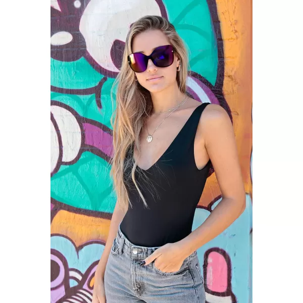 FEISEDY Cat Eye Sunglasses Polarized for Women MenRimless Mirrored Sunglasses Oversized Trendy Retro Sun Glasses B2796004 Bright Black FramePurple Mirror Lens