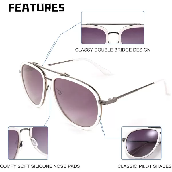 FEISEDY Classic Polarized Aviator Sunglasses Men Women Metal Frame B2700Offwhite