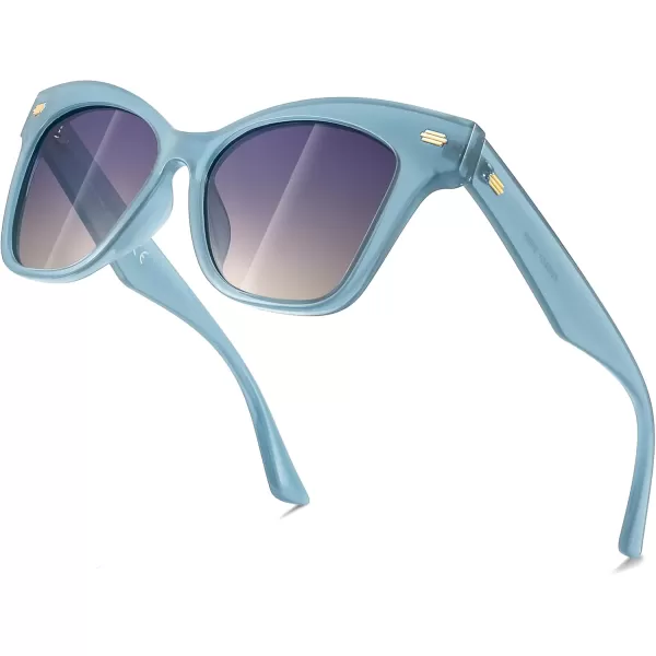 FEISEDY Trendy Polarized Sunglasses Retro Cateye Frame for Women UV400 Protection Shades B0009006 Jelly Blue
