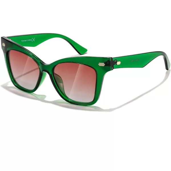 FEISEDY Trendy Polarized Sunglasses Retro Cateye Frame for Women UV400 Protection Shades B0009005 Transparent Green