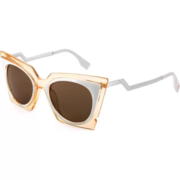 FEISEDY Vintage Square Cat Eye Sunglasses Women Trendy Metal ZigZag Temple Cateye Sun Glasses B9055Champagne
