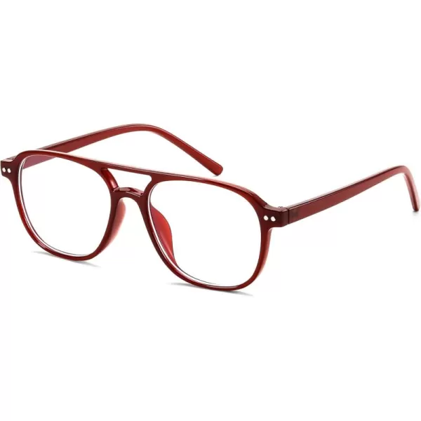 FEISEDY Blue Light Blocking Glasses Women Men Square Computer Lightweight Pilot Glasses Anti Eyestrain ampamp UV Glare B0141Red