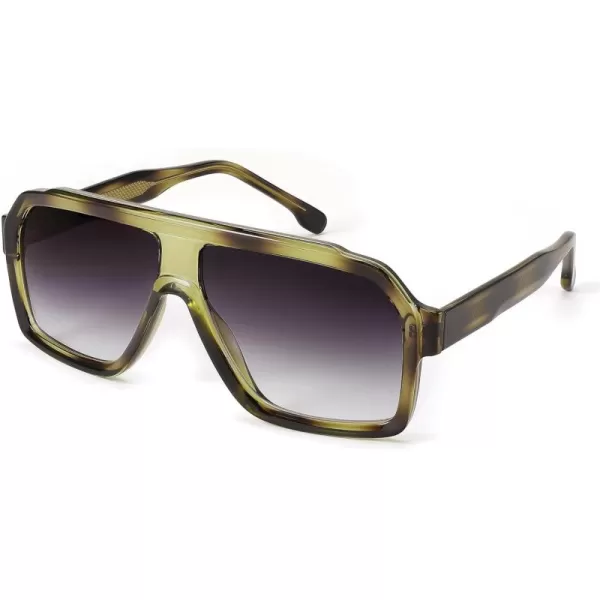 FEISEDY Sunglasses Men Square Aviator Frame UV400 Sun Glasses Driving Running Fishing Golf Hiking B0059Dark Green Frame  Gradient Gray Lenses