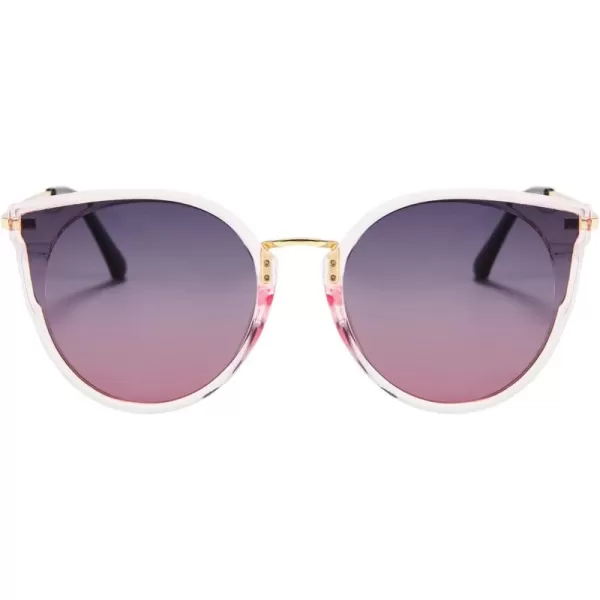 FEISEDY Vintage Polarized Cat Eye Sunglasses for Women Oversized Round Sunglasses Anti Glare B7000Greypink Gradient
