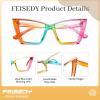 imageFEISEDY Fashion Cat Eye Blue Light Blocking Glasses for Women Fake Retro Eyeglasses Oversized Stylish Eyewear Frame B0240Iridescent