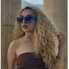 imageFEISEDY Retro 90s Square Sunglasses for Women Men Trendy Chunky Rectangle Sunglasses UV400 Protection B2385002 Transparent Blue Tea Lens
